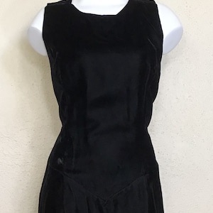 Vintage 80s Juniors / Jessica McClintock /  Gunne Sax Dress / Black Velvet / Sleeveless Dress  / Cocktail Evening / Knee Length / Party Prom