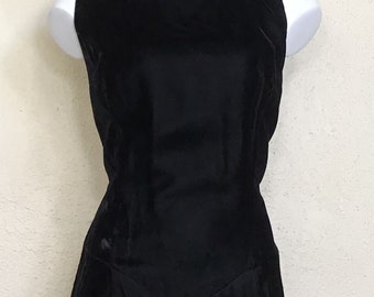 80s Jessica McClintock GunneSax Black Velvet Sleeveless Dress