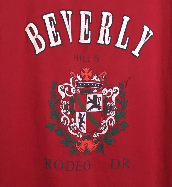 80s Red Beverly Hills Rodeo Dr Graphic Print Sing… - image 3