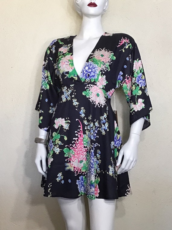NWT Y2K Cotton Candy Navy Blue Pink Floral Quarte… - image 1
