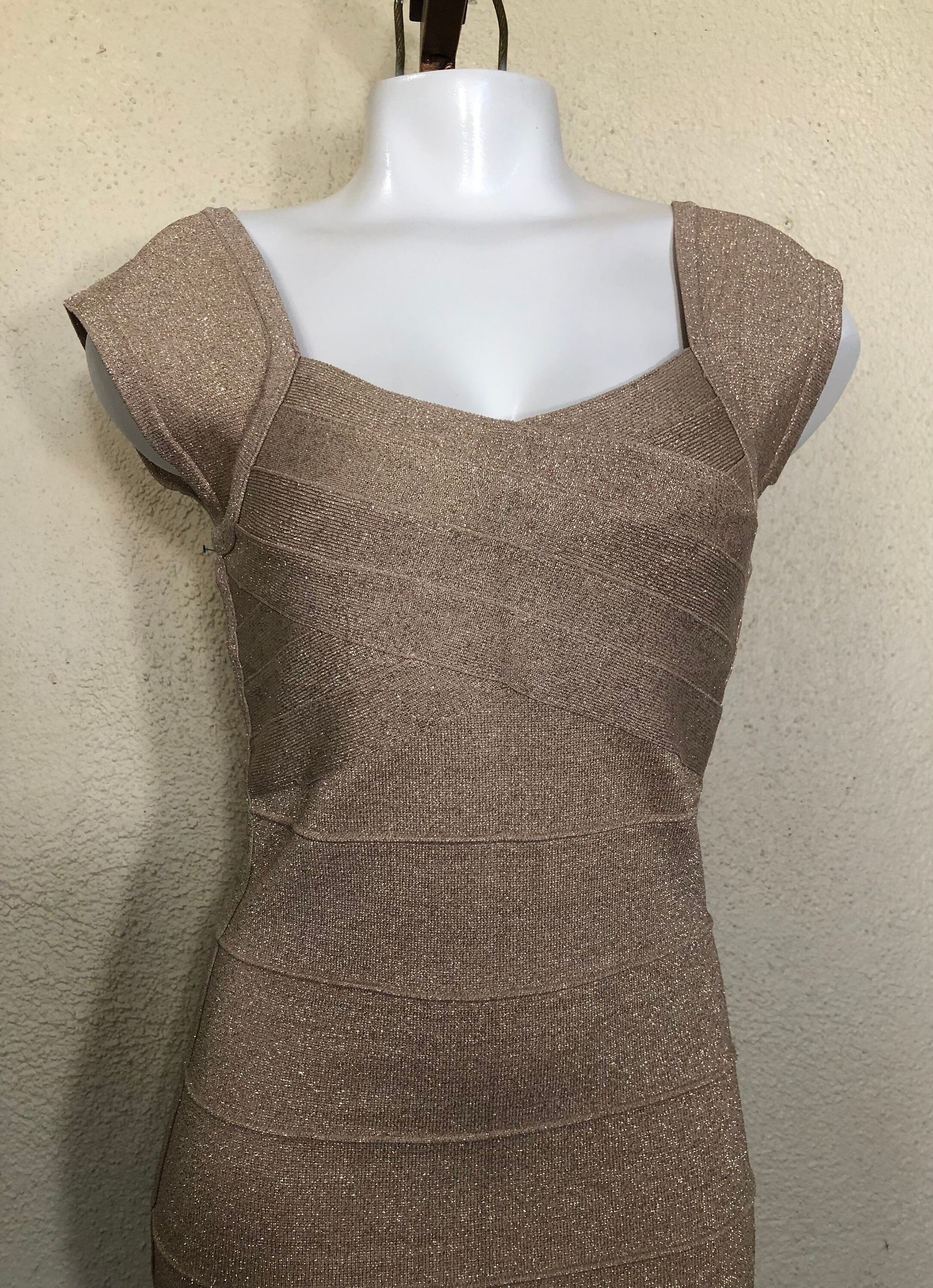 Vintage 90s Gold Metallic Bodycon Dress: Sleeveless Knee Length - Etsy