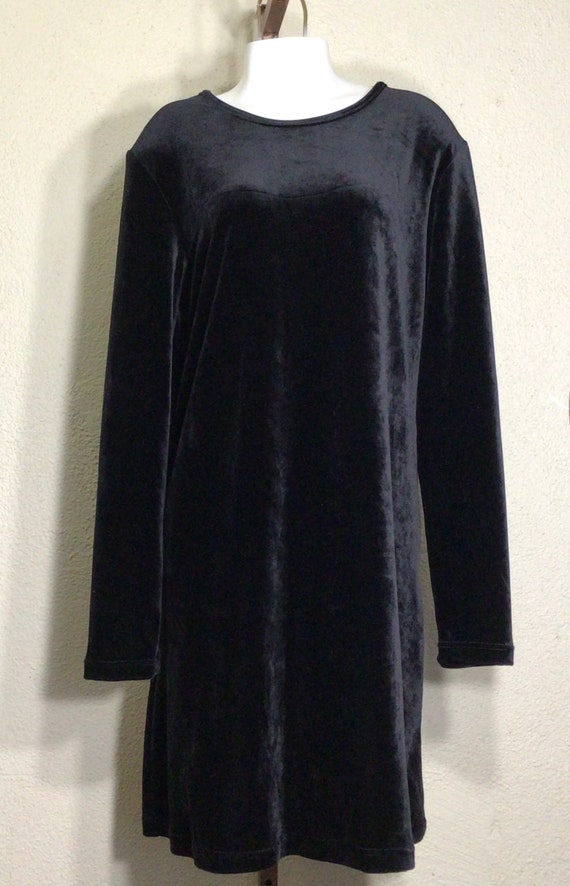 80s Sarah Campbell Black Velour Long Sleeve Below 