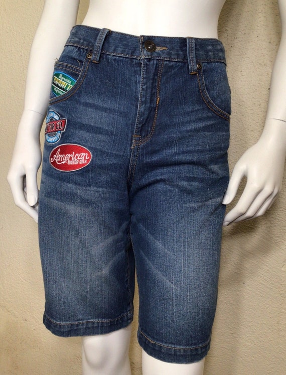 Vintage Route 66 Embellished Blue Jean Denim Capr… - image 9