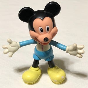 Vintage Disney / Mickey Mouse / Bendable Toy / White Top / Blue Shorts / Arms and Legs Move / PVC Toy / Molded Plastic / Action Toy Figure