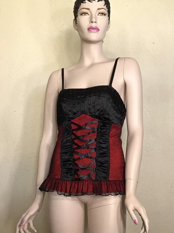 00s Ole Ole Black Red Sexy Crotchless Teddy Top W… - image 10