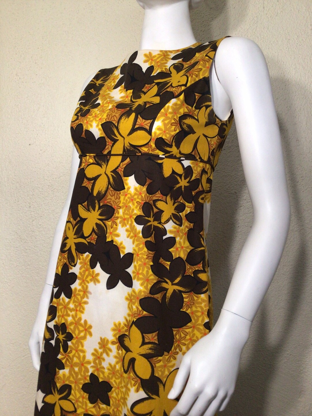 Vintage 60s Hawaiian Maxi Dress: Floral Barkcloth Aloha Tiki - Etsy