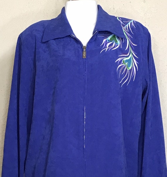 90s Bob Mackie Wearable Art Royal Blue Firebird P… - image 7