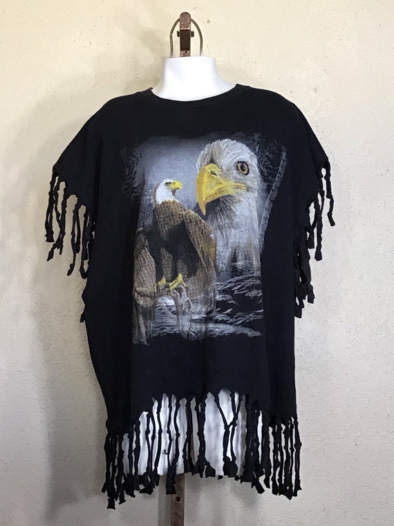 80s Black Bald Eagle Animal Print Graphic Tee Wit… - image 8