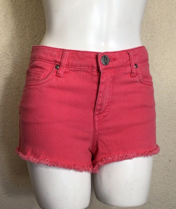 80s STS Blue Pink Denim Jean Cutoff Summer Shorts - image 4