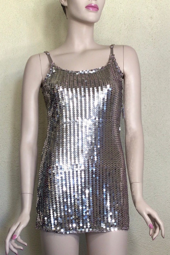 90s Daytrip Pink Silver Mesh Metallic Sequin Sleev