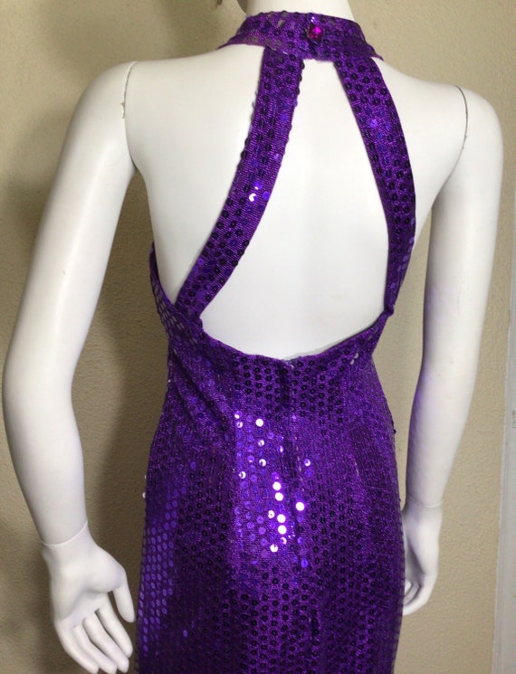 90s Kays Designs Purple Sequin Cutout Open Back S… - image 7