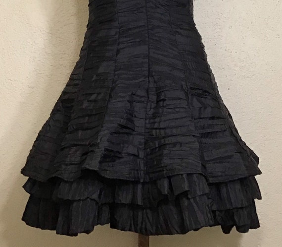 90s Let’s Fashion Black Ruched Ruffled Spaghetti … - image 8