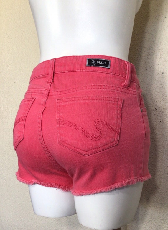 80s STS Blue Pink Denim Jean Cutoff Summer Shorts - image 7