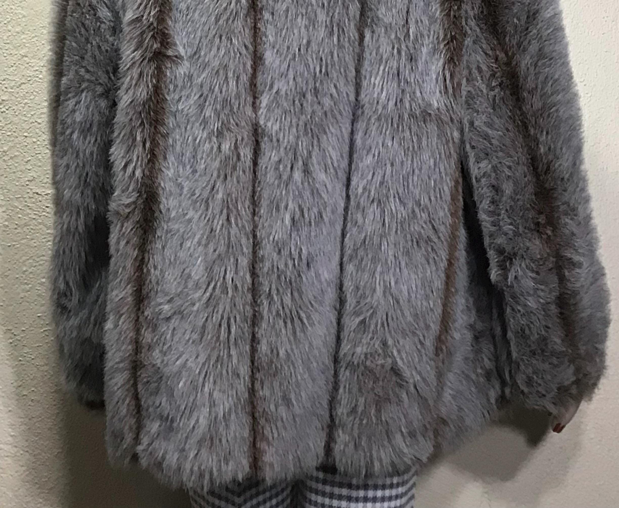 Vintage 70s Faux Fur Coat: Candace Originals Silver Gray Plush