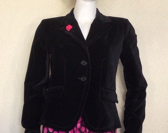 80s Lucky Brand Clothing Co Black Velvet Long Sleeve Button Blazer Jacket