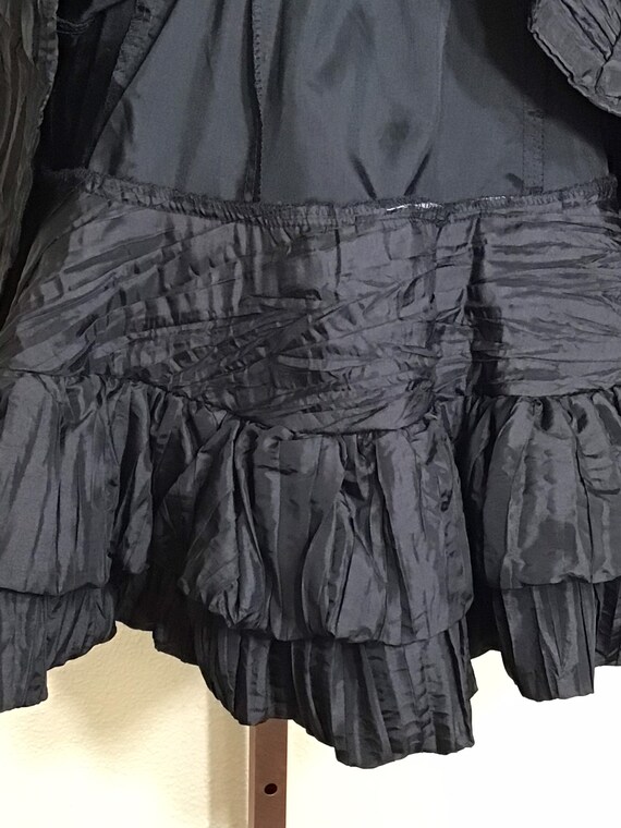 90s Let’s Fashion Black Ruched Ruffled Spaghetti … - image 4