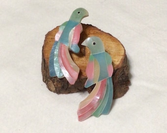 90s Pastel She Shells Parrot Bird Chunky Post Earrings