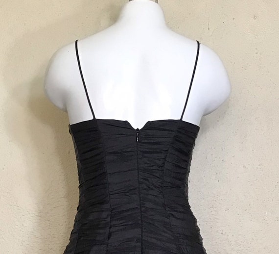 90s Let’s Fashion Black Ruched Ruffled Spaghetti … - image 7