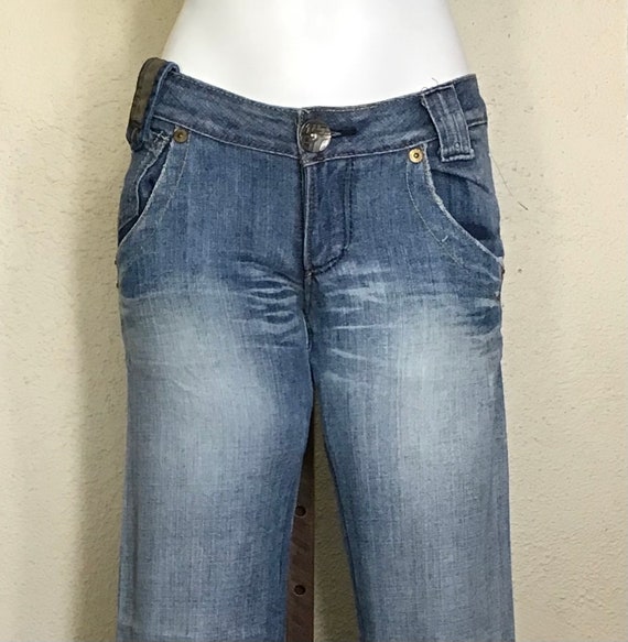 90s Miss Sixty Distressed Low Waist Blue Jean Stra