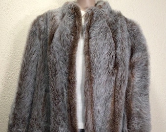 Vintage 70s Faux Fur Coat: Candace Originals Silver Gray Plush