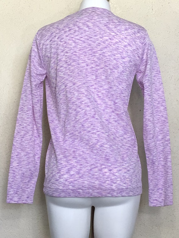 70s Purple Pink White Polyester Long Sleeve Pullo… - image 6