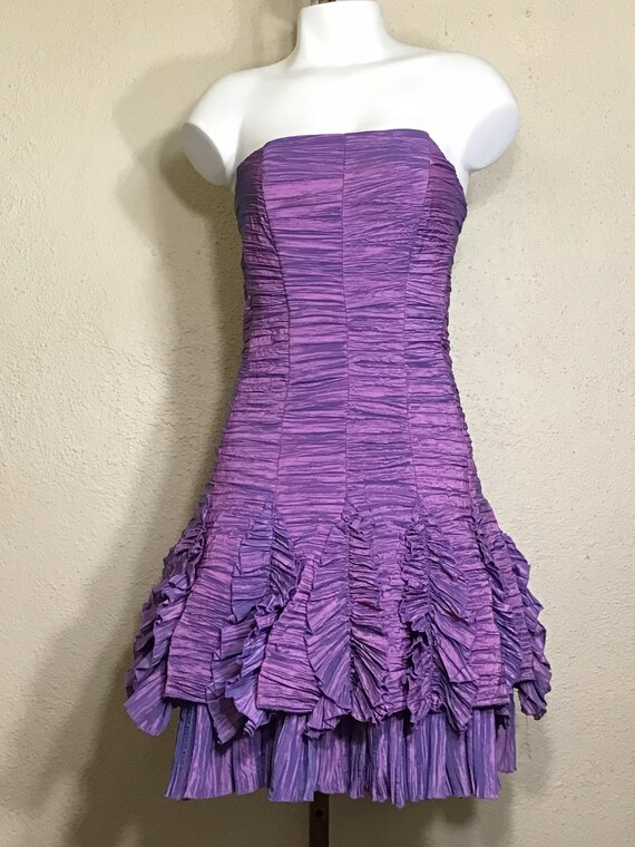 90s Jessica McClintock Purple Strapless Ruched Ruf