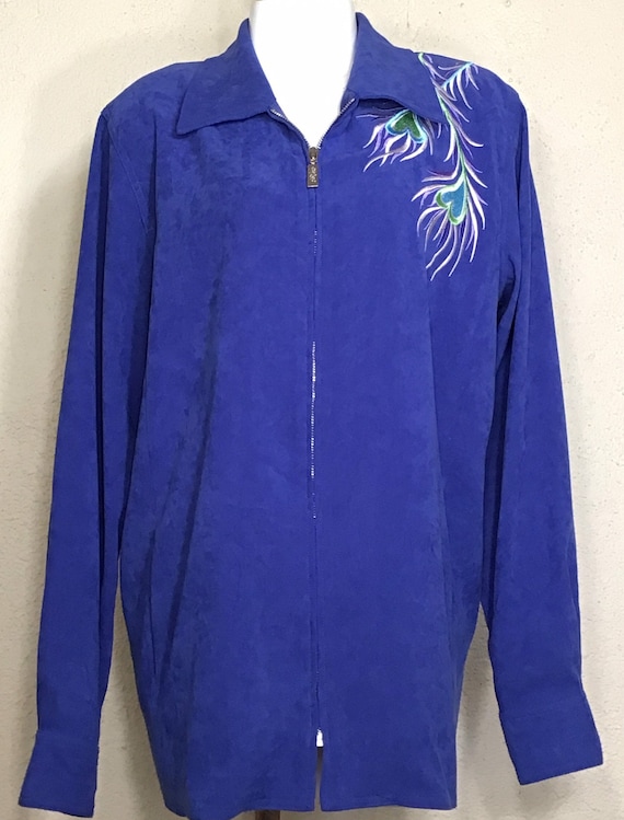 90s Bob Mackie Wearable Art Royal Blue Firebird P… - image 10