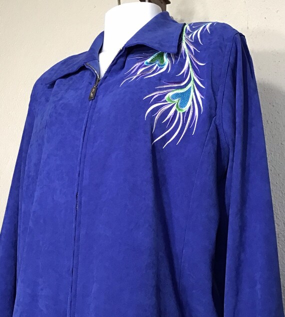 90s Bob Mackie Wearable Art Royal Blue Firebird P… - image 8