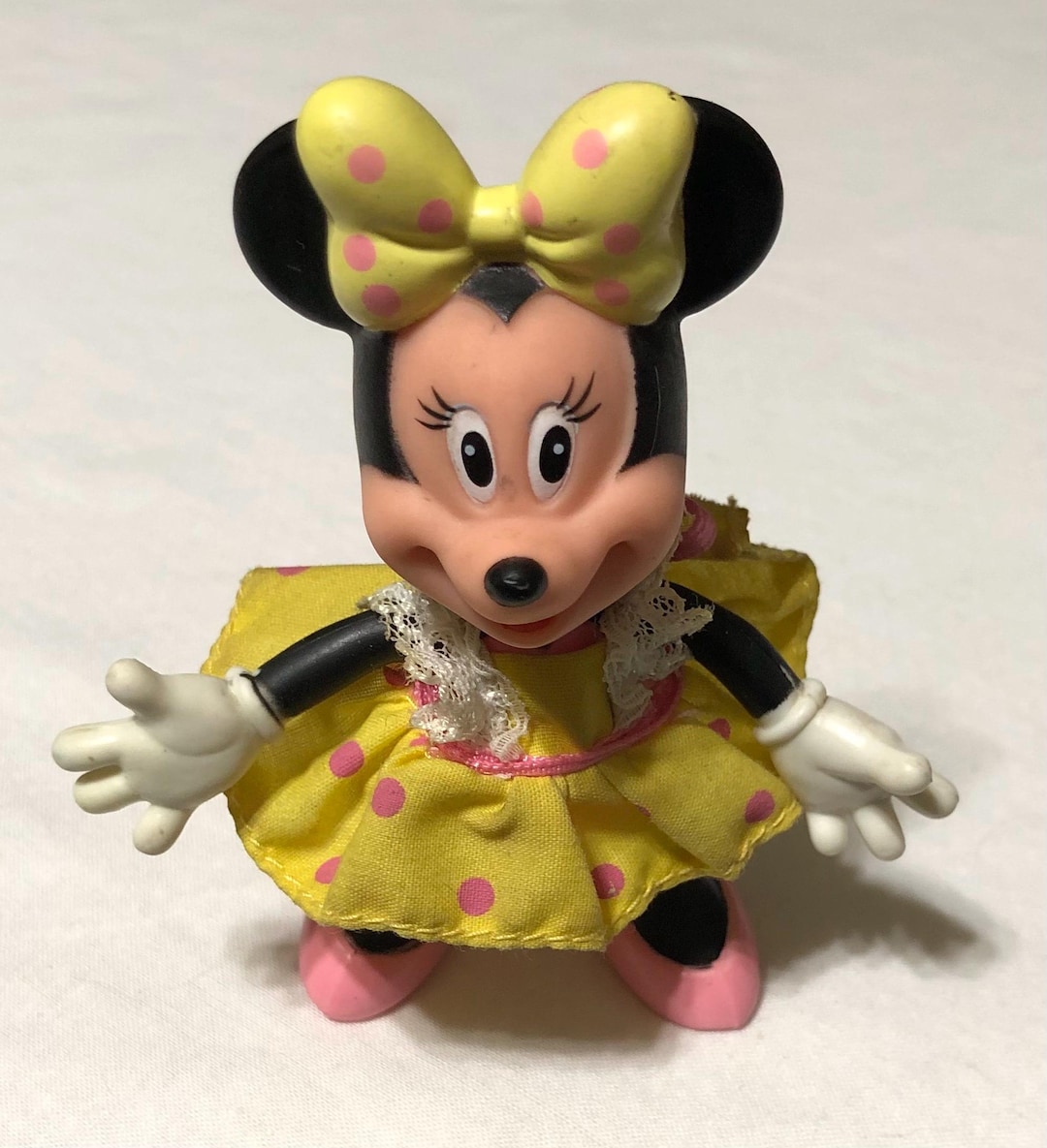 Vintage Bendable Minnie Mouse Figure, Removable Polka Dot Dress - Etsy