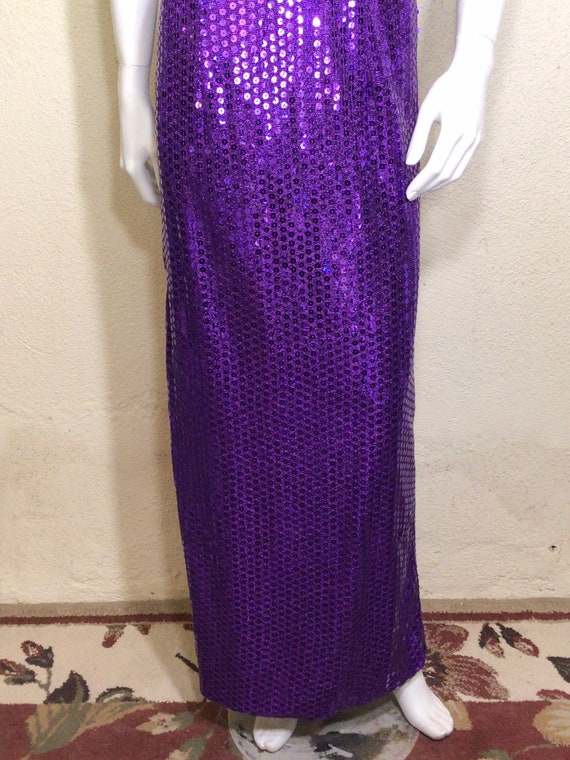 90s Kays Designs Purple Sequin Cutout Open Back S… - image 3