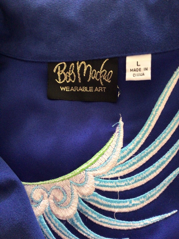 90s Bob Mackie Wearable Art Royal Blue Firebird P… - image 2