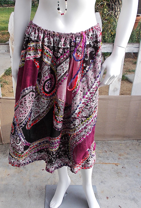 80s Raj Purple White Floral Paisley Made In India 