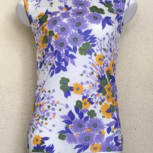 Vintage 70s Floral Tank Top - Montgomery Wards - Acrylic Sleeveless Top image 1