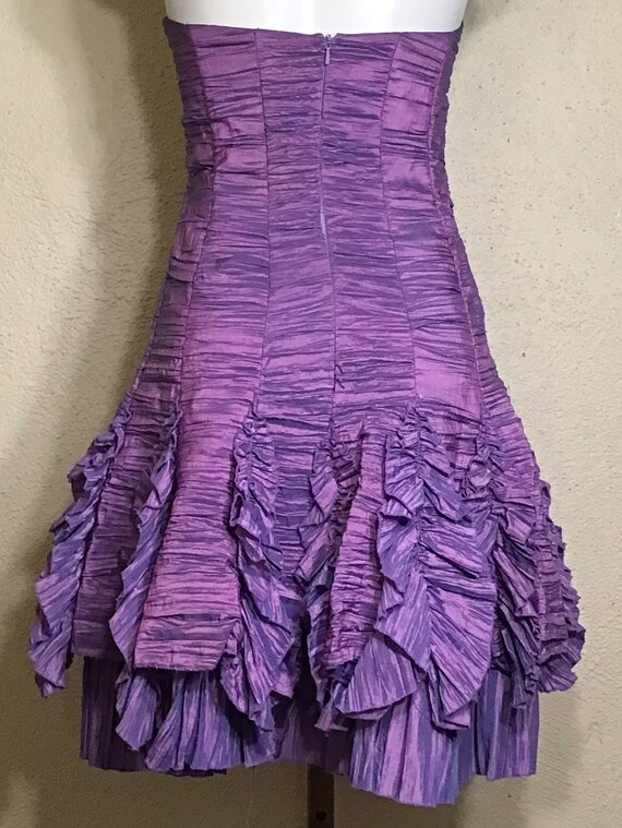 90s Jessica McClintock Purple Strapless Ruched Ru… - image 8