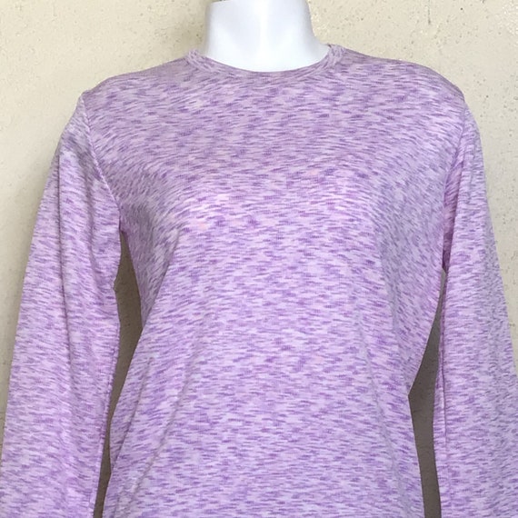 70s Purple Pink White Polyester Long Sleeve Pullo… - image 3