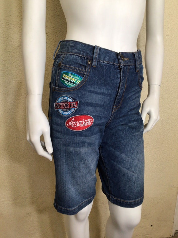 Vintage Route 66 Embellished Blue Jean Denim Capr… - image 5