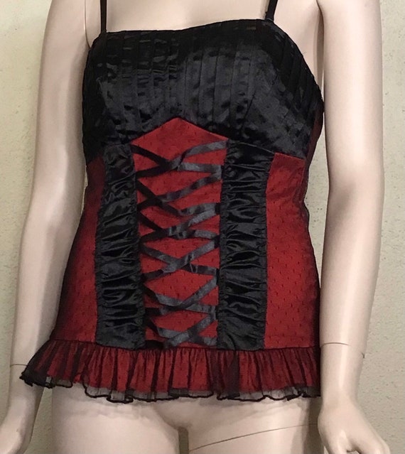 00s Ole Ole Black Red Sexy Crotchless Teddy Top W… - image 5