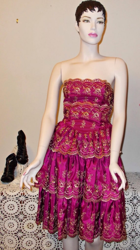 Vintage 80s Betsey Johnson Corset Evening Pink Pur