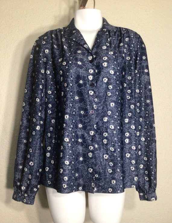 70s Joren San Francisco Blue White Polyester Flor… - image 1