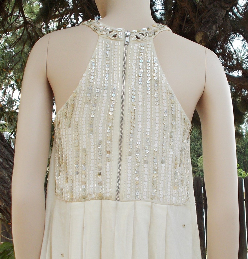 Vintage Allsaints Spitalfields Jacks Place London Hand Embellished Mother Of Pearl Seed Bead Mini Dress