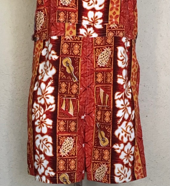 Vintage 80s Hawaiian Jumpsuit Romper: Aloha Tiki … - image 4