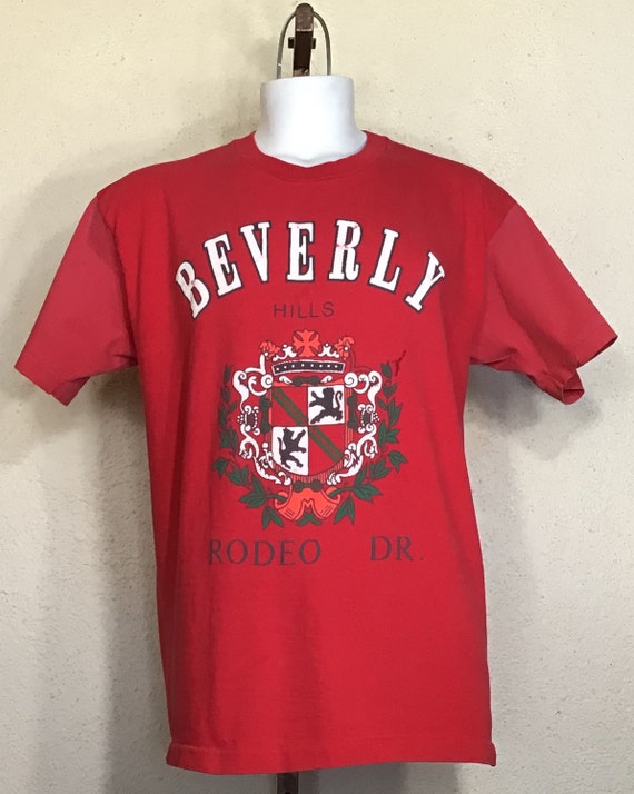 80s Red Beverly Hills Rodeo Dr Graphic Print Sing… - image 1