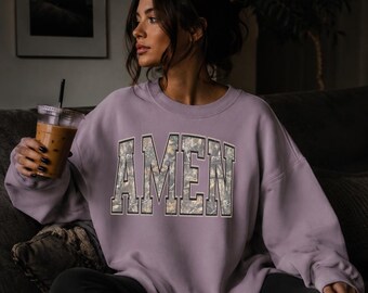 AMEN Sweatshirt | Christian Faith Crewneck | Faith Gift | Trendy Sweatshirt |