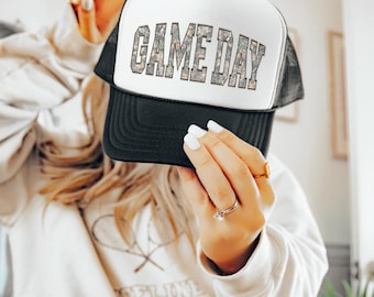 Camo GAME DAY Trucker Hat | Football Lover Gift | Tailgate Gift | Camo Lover Hat | Foam Trucker Hat | Trendy Hat | Football Fan Hat