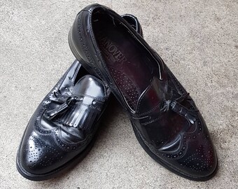 Vintage Black Leather Tassel Loafers UK 6.5
