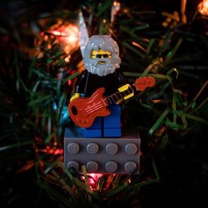 Grateful Dead Gift Jerry Garcia Magnet & Tree Ornament CUSTOM built of Lego Bricks + FREE stickers