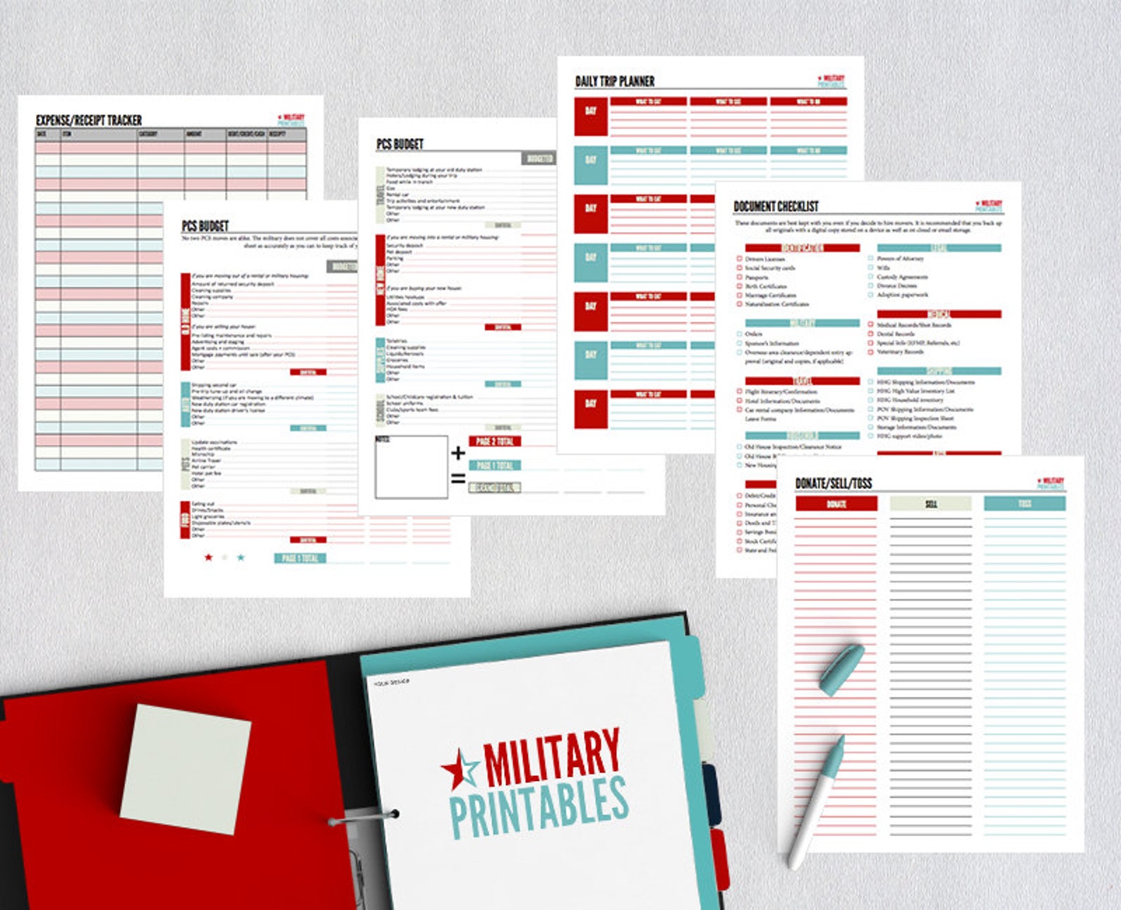PCS Binder Printable, Military Move Planning Kit, PCS Binder and Checklist, Moving Binder
