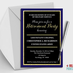 Army Retirement Party Invitation Printable, Editable Invitation, Retirement Party, Military Retirement Army Retirement Army Party Army Gift