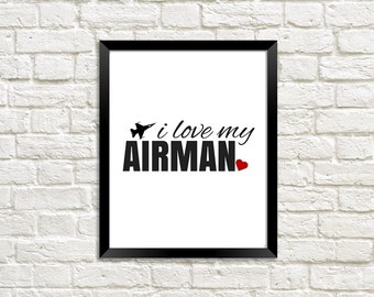 Ik hou van mijn vlieger, luchtmacht vriendin, luchtmacht vrouw, inzet cadeau, militaire afdrukbare, militaire liefde, militaire gift, militaire vrouw