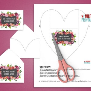 Abrir cuando sobres, abrir cuando cartas, plantilla de sobre imprimible, tarjeta de relación de larga distancia, nota de amor, paquete de atención, mini sobre